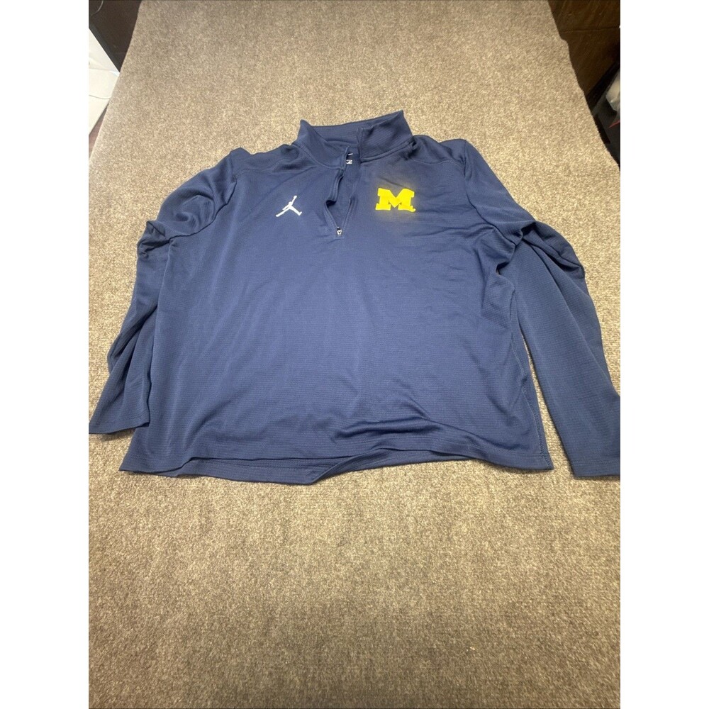 Michigan Wolverines Jacket Mens XXL Jordan Nike Pullover 1/2 Zip Shirt